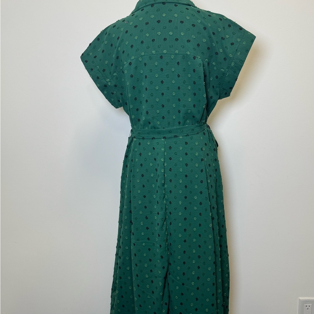 Nina Leonard Emerald Textured Button-Front Midi Size Large - Picture 9 of 10